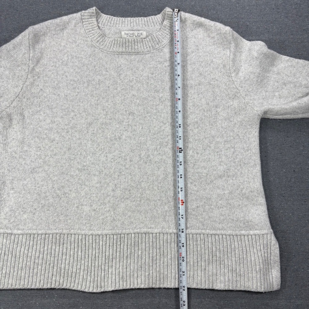 Rachel Zoe Sweater Womens Medium Gray Crewneck Ribbed‎ Knit Long Sleeve - Picture 6 of 7